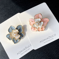 Elegant Camellia Pearl Brooch with Enamel Flower Design for Suits and Dresses