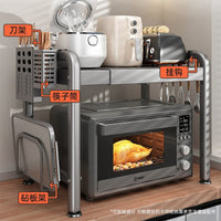 Multi-functional Microwave Oven Rack with Storage Shelves for Kitchen Countertop