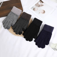 Winter Touchscreen Knitted Gloves with Plush Lining for Outdoor Cycling and Warmth
