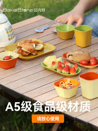 Bakerstone Outdoor Camping Tableware Set - Cups, Bowls, Plates for Picnics