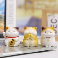 Cute Cartoon Lucky Cat Resin Figurine for Office Desk Decor