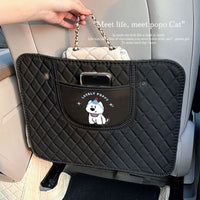 Cartoon Car Backseat Kick Mat Protector with Storage Pockets, PU Leather Anti-Dirty Pad for Kids