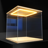 Acrylic Display Case with LED Lights for Building Blocks, Action Figures, and Model Kits - Dustproof Storage Box