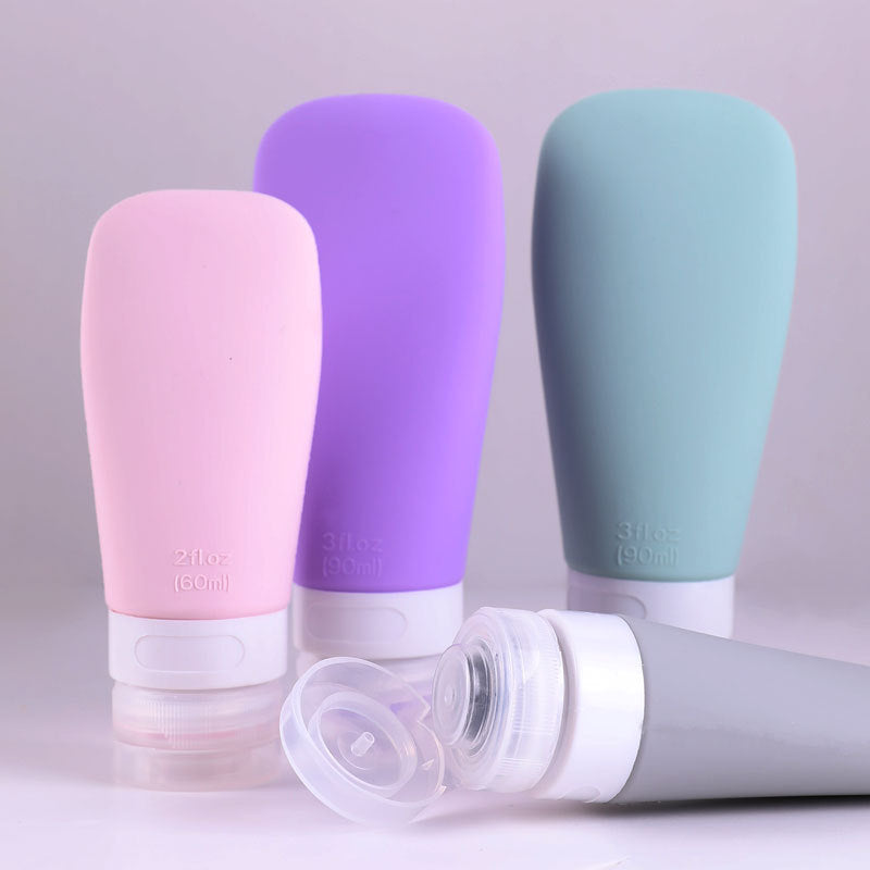 Portable Leak-Proof Silicone Travel Bottles for Cosmetics, Shampoo, Lotion - Press Pump Dispenser