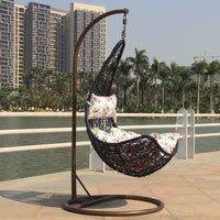 Rattan Woven Hanging Basket Chair for Outdoor Balcony Indoor Swing - Maple Leaf Style PE Rattan