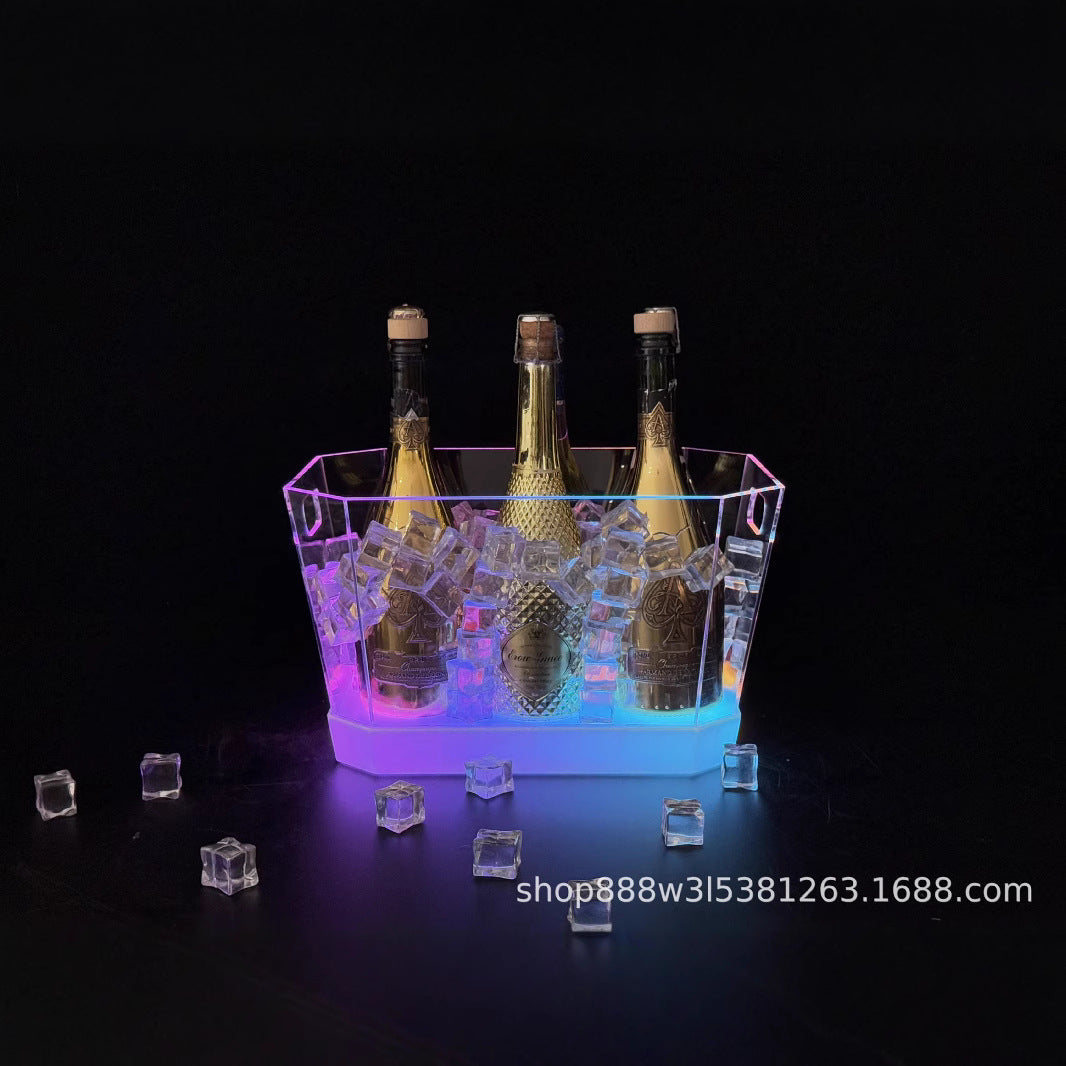 LED Acrylic Champagne Beer Ice Bucket for Bar KTV Nightclub Cocktails
