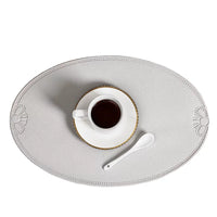 Vintage Oval Faux Leather Placemat, Waterproof Heat-Resistant Dining Table Mat for Home Decor