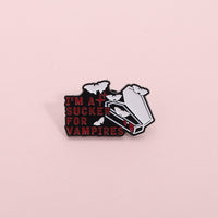 Halloween Horror Theme Enamel Pin Cartoon Coffin Red Letter Bat Alloy Badge Accessory