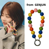 Hand-Woven Colorful Beaded Phone Lanyard with Anti-Loss Keychain for Phones and Keys