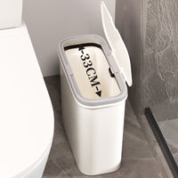 Slim Pedal Trash Can with Lid for Bathroom Kitchen Living Room, Dual-Use Foot Pedal and Press-Top