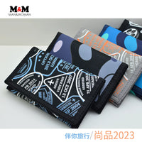 2026 New Canvas Trifold Wallet with Zipper, Waterproof, Printed, Multifunctional for Students