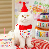 Pet Birthday Bandana Bib and Hat Set for Dogs and Cats