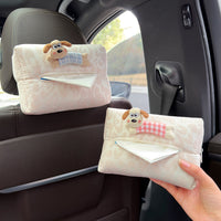 Cartoon Fabric Car Tissue Holder for Armrest Box, Seat Back and Sun Visor