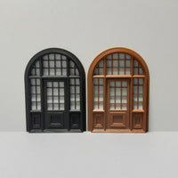 Dollhouse Miniature Gothic Style Door and Window Set for Micro Landscape Decor