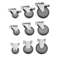 Medium Duty 3/4/5 Inch Single-Axis Swivel Caster Wheels with Brake for Carts and Shelving, Gray
