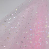 Iridescent Heart Mesh Fabric for Princess Dresses, Stage Costumes, and DIY Crafts
