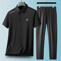 Men's Quick-Dry Polo Shirt & Pants Set for Sports & Casual Wear
