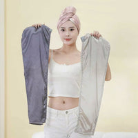 Satin Absorbent Hair Drying Towel Wrap for Women, Double Layer Quick Dry Turban Bath Cap