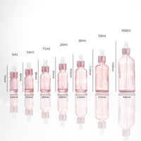 Pink Glass Dropper Bottles for Essential Oil, Serum, Lotion, Cosmetic Refill Bottle, 10ml 30ml 50ml