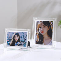 Transparent Glass Photo Frame with Stand for Desktop Display, Modern Crystal Clear Picture Frame