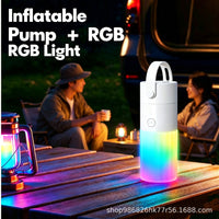 Mini Portable Electric Air Pump with RGB Camping Lantern and Vacuum Function
