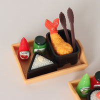 Dollhouse Miniature Japanese Food Set - Rice Balls, Shrimp Tempura, Jam