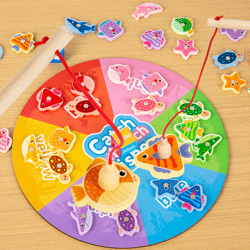 Wooden Magnetic Fishing Game Set for Toddlers, Educational Parent-Child Interactive Toy