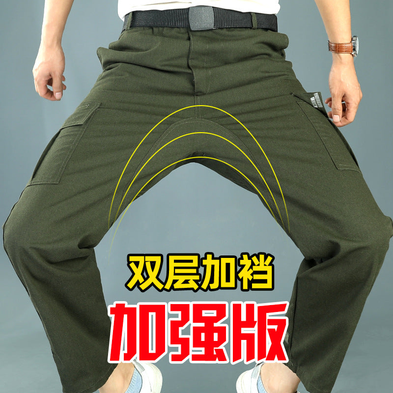 Men's Cotton Work Pants with Reinforced Crotch, Durable and Stain-Resistant
