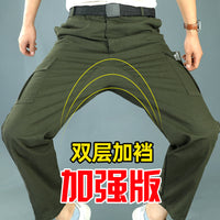 Men's Cotton Work Pants with Reinforced Crotch, Durable and Stain-Resistant