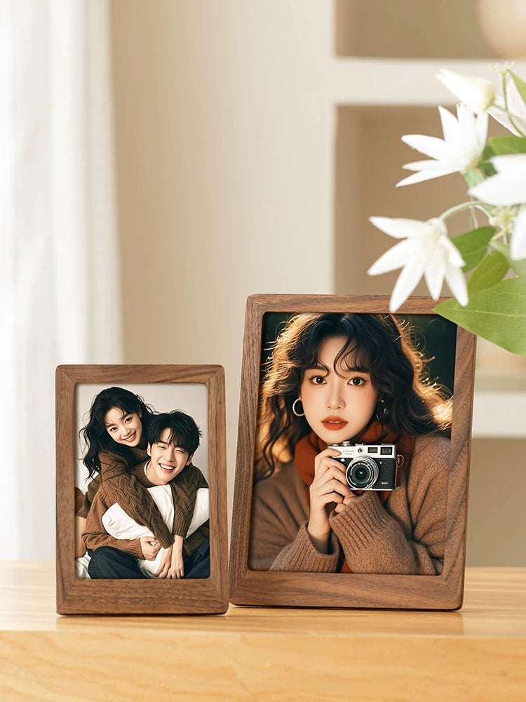 Solid Wood Photo Frame with Print Service for Desktop or Wall Display