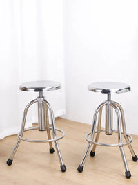 Muzixing Thickened Medical Stainless Steel Stool with Backrest, Swivel Lift Round Chair for Lab Workshop Factory