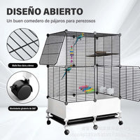 Large Multi-Tier Movable Bird Cage for Parrots and Mynah Birds, Freely Assembled