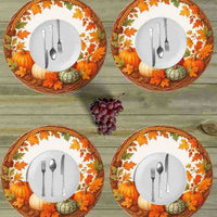 Thanksgiving Autumn Pumpkin Harvest Placemat Waterproof Heat-Insulating Fabric Table Mat