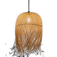 Handwoven Bamboo Pendant Light, Zen-Inspired Teahouse Restaurant Chandelier