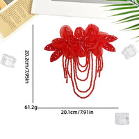 Embroidered Chiffon Flower Applique with Tassels for DIY Crafts, Brooches, Hair Accessories, and Garment Decoration