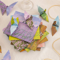 Healing Oil Painting Landscape Origami Paper for DIY Crafts and Decoration