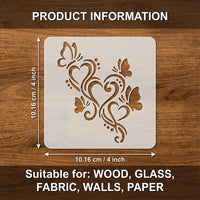 9-Piece Heart and Butterfly Theme Reusable Stencils for Valentine's Day, 4-inch