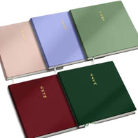Vintage Square Leather Notebook with Grid Pages, Top/Side Flip Sketchbook