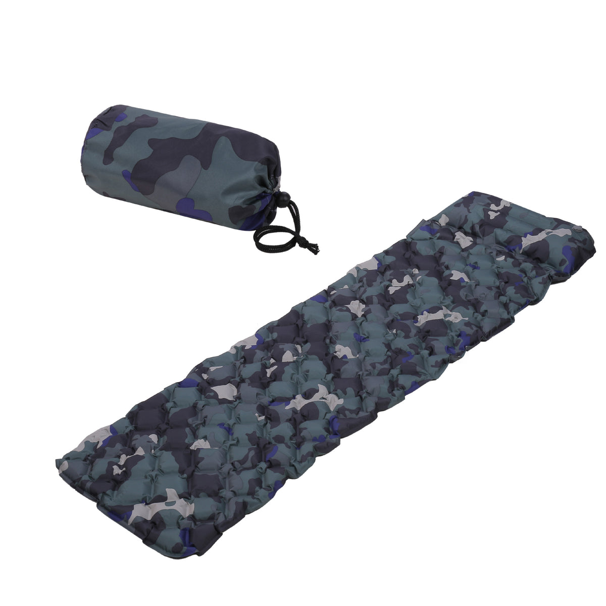 TPU Inflatable Camping Sleeping Pad with Pillow, Lightweight Moisture-proof Single Beach Mat