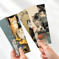 30-Pack Japanese Cat Bookmark Set with Blessing Messages