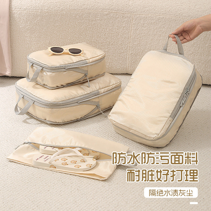 4-Piece Compressible Travel Packing Cubes Set, Water-Resistant Luggage Organizer Bags