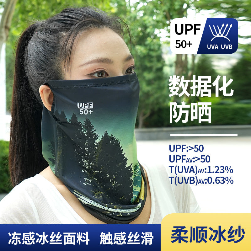 Unisex Summer Ice Silk Neck Gaiter with Ear Loops - UV Protection for Outdoor Cycling & Sports