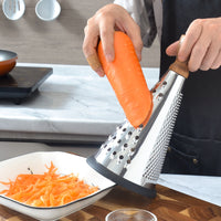 Multi-functional Stainless Steel Conical Grater with Wooden Handle for Cheese, Potatoes, and Vegetables