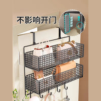 Over-the-Door Hanging Storage Rack with Hooks for Clothes and Baskets, No-Drill Wardrobe Side Organizer