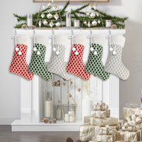 Christmas Plush Diamond/Snowflake Stocking for Fireplace & Window Decor