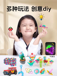 Glow-in-the-Dark Water Fuse Beads Kit for Kids, DIY Magic Spray Puzzle Set, Educational Craft Toy for Girls