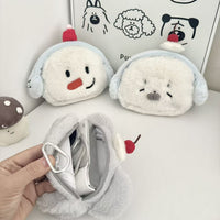 Cute Snowman Coin Purse with Lanyard - Girls' Card Holder & Portable Storage Bag