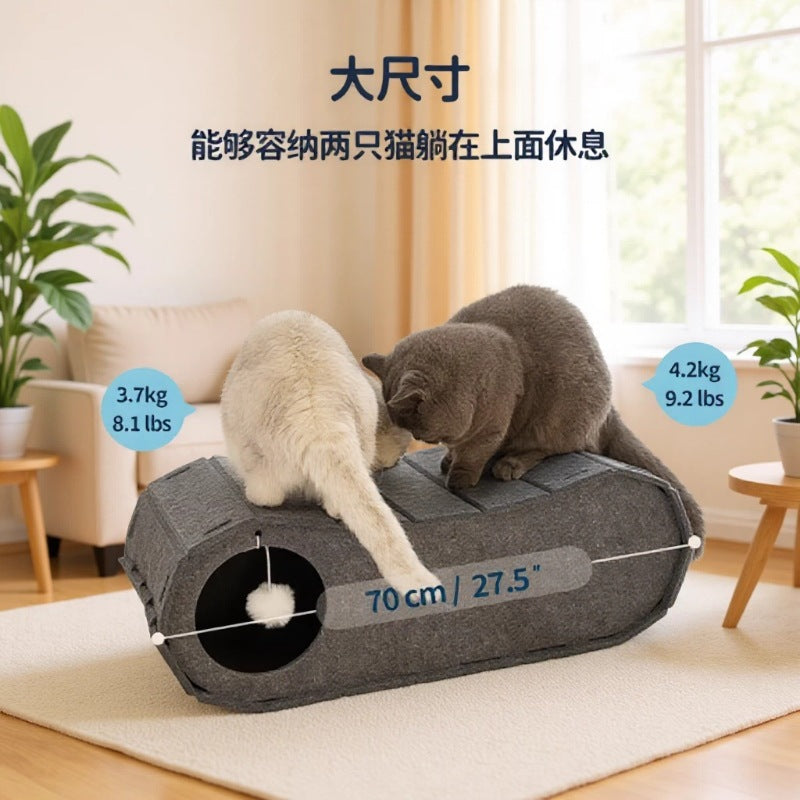 Felt Cat Tunnel Bed Scratch-Resistant Warm Hideaway for All Seasons