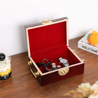 Camphor Wood Jewelry Box with Lock, Vintage Chinese Style Wooden Storage Organizer for Hairpins, Pendants, and Collectibles