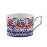 Bohemian Ceramic Coffee Mug Set with Saucers and Spoons, Luxury High-End Teacup Gift Box